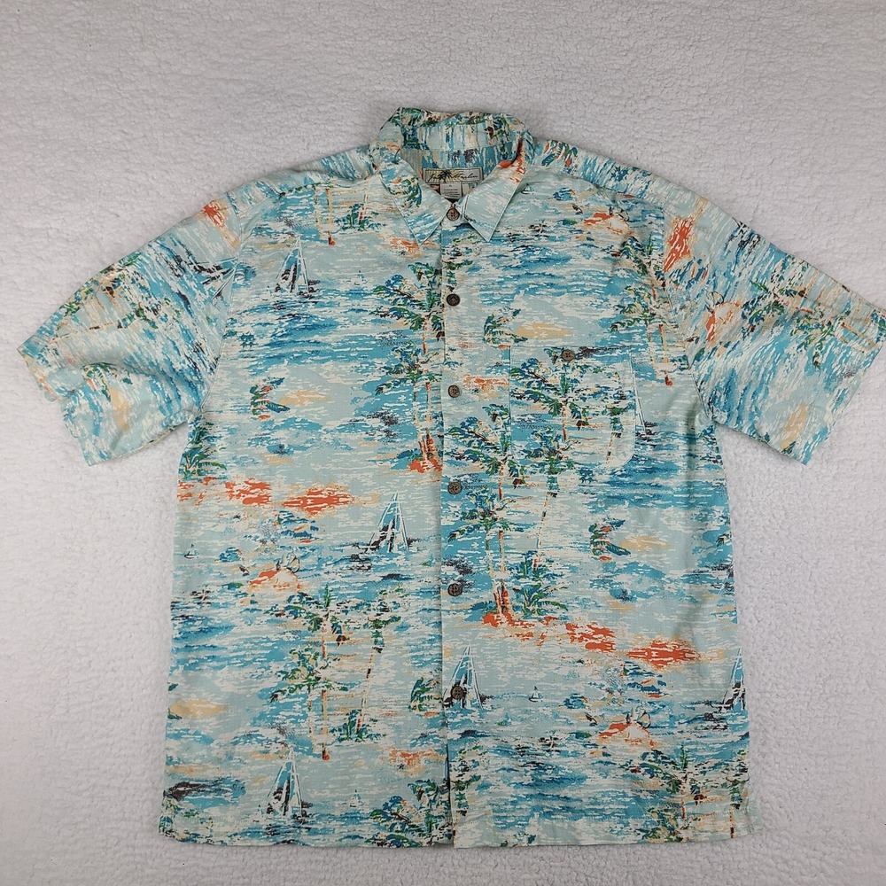 Joe Marlin Shirt Mens XL Multi Color‎ Island Hawaiian Button Up Cotton Rayon